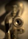 Trumpet mouthpiece close-up in golden light Royalty Free Stock Photo