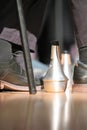 Close-up of trumpet mute on concert stage floor Royalty Free Stock Photo