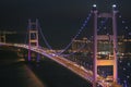 close up Tsing Ma Bridge and night view  3 July 2005 Royalty Free Stock Photo