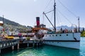 Close up TSS Earnslaw Coal powered Steamship in Marina Queenstown Otago New Zealand Royalty Free Stock Photo