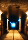 Tunnel of a underground passage at a pedestrian`s corridor with an arch