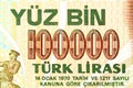 Close up of Turkish banknote as financial background