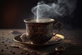 close-up of turkish coffee, with steam rising from the cup Royalty Free Stock Photo