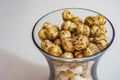 Turkish leblebi. close up turkish roasted chickpeas in glass