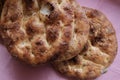 Close up of Turkish Ramadan Pita. bread. Traditional Ramadan food as known Ramazan Pidesi Pide.