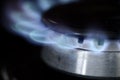 Close up of a Turned on Gas Cooker Royalty Free Stock Photo