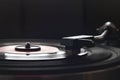 Close up of turntable neede on a vinyl record Royalty Free Stock Photo