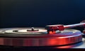 Close up of turntable neede on a vinyl record Royalty Free Stock Photo