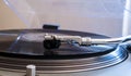 Close up of a turntable needle head Royalty Free Stock Photo