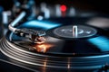 Close Up Turntable Needle Playing Vinyl Record Royalty Free Stock Photo