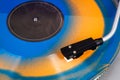 Close up of turntable needle on a vinyl Royalty Free Stock Photo