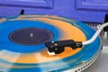 Close up of turntable needle on a vinyl Royalty Free Stock Photo