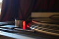 Close up of a Turntable Red Strobe Light on the Plate Royalty Free Stock Photo
