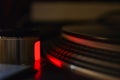 Close up of a Turntable Red Strobe Light on the Plate Royalty Free Stock Photo