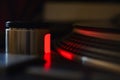 Close up of a Turntable Red Strobe Light on the Plate Royalty Free Stock Photo