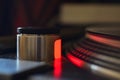 Close up of a Turntable Red Strobe Light on the Plate Royalty Free Stock Photo