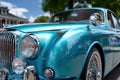 Close Up of a Turquoise Classic Car Royalty Free Stock Photo