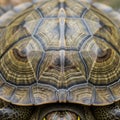 Close up of a turtle shell displaying intricate geometric patterns Royalty Free Stock Photo