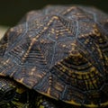 Close-up of a turtle shell, showcasing geometric patterns and concentric grooves in Royalty Free Stock Photo