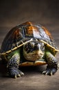 Close-up Portrait of a Majestic Turtle with Intricate Shell Patterns and Detailed Skin Royalty Free Stock Photo