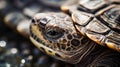 Close up of a turtle's head and eyes, AI Royalty Free Stock Photo