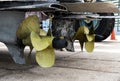Close up twin propeller boat Royalty Free Stock Photo