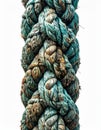 Close up of Twisted Thick Blue Green Rope with White Background Royalty Free Stock Photo