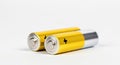 Close-up of two AA batteries, isolated on white background Royalty Free Stock Photo