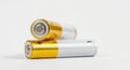 Close-up of two AA batteries, isolated on white background Royalty Free Stock Photo