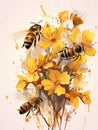 Bees On A Flower