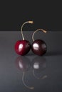 Bing cherries on glass Royalty Free Stock Photo