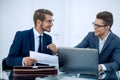 Close up.two business men discussing a business document Royalty Free Stock Photo