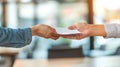 Close up of two business people shaking hands in office. Successful teamwork concept. Royalty Free Stock Photo