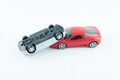 Close up of two cars accident, car crash insurance.Transport and Royalty Free Stock Photo