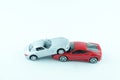 Close up of two cars accident, car crash insurance.Transport and Royalty Free Stock Photo