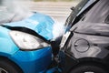 Close Up Of Two Cars Damaged In Road Traffic Accident Royalty Free Stock Photo