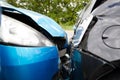 Close Up Of Two Cars Damaged In Road Traffic Accident Royalty Free Stock Photo