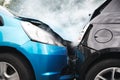 Close Up Of Two Cars Damaged In Road Traffic Accident Royalty Free Stock Photo