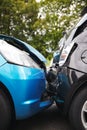 Close Up Of Two Cars Damaged In Road Traffic Accident Royalty Free Stock Photo