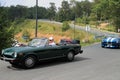 Close up Two classic italian sports cars on road Royalty Free Stock Photo