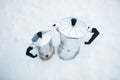 Close-up of two coffee moka over white background Royalty Free Stock Photo