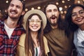 Close up of two couples smiling and looking happy together Royalty Free Stock Photo