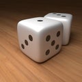 Close Up Of Two Dice On Wood