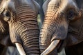 a close-up of two elephants trunks entwining Royalty Free Stock Photo