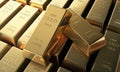 Close up of two fine 999,9 gold bars