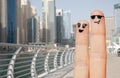 Close up of two fingers with smiley faces Royalty Free Stock Photo