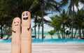 Close up of two fingers with smiley faces Royalty Free Stock Photo