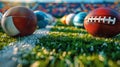 Close Up of Two Footballs on a Football Field