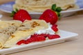 Delicious Strawberry pancake, ready to eat Royalty Free Stock Photo