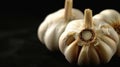 Two Garlic Bulbs on Table Royalty Free Stock Photo